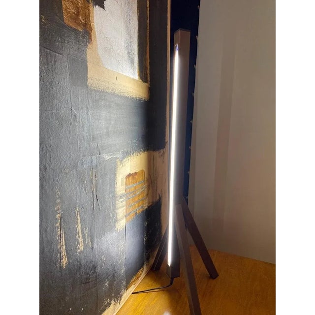 Minimalism Oscar Maschera Leather Wrapped Table Lamps, Brown and Camel For Sale - Image 3 of 9