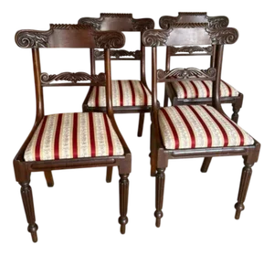 Antique Regency Mahogany Dining Chairs, 1830s, Set of 4