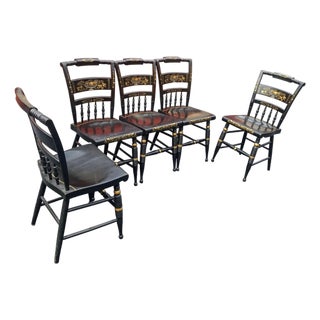 Vintage Set of 5 Genuine Nichols & Stone Stenciled Chairs. For Sale