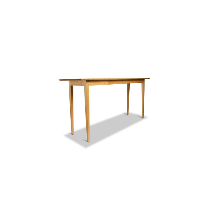 Yellow Late 20th Century Signed Custom Bird’s-Eye Maple Console Table With Ebony Exposed Joinery For Sale - Image 8 of 11