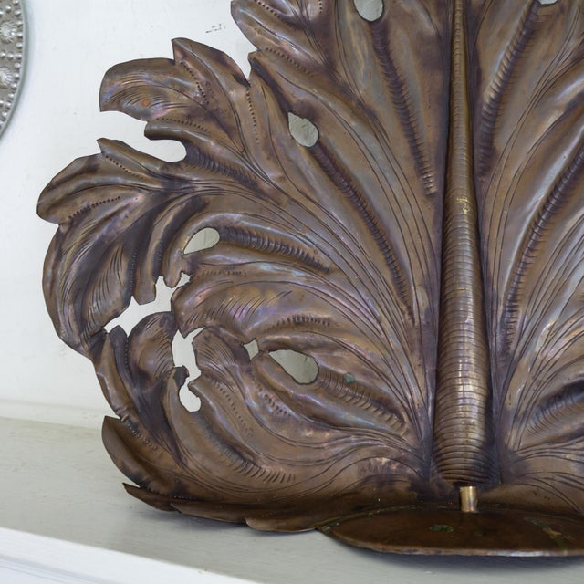 Brass Edigo Casagrande Brass Palm Frond Leaf Candle Sconce Borgo Valsugana Italy For Sale - Image 8 of 13
