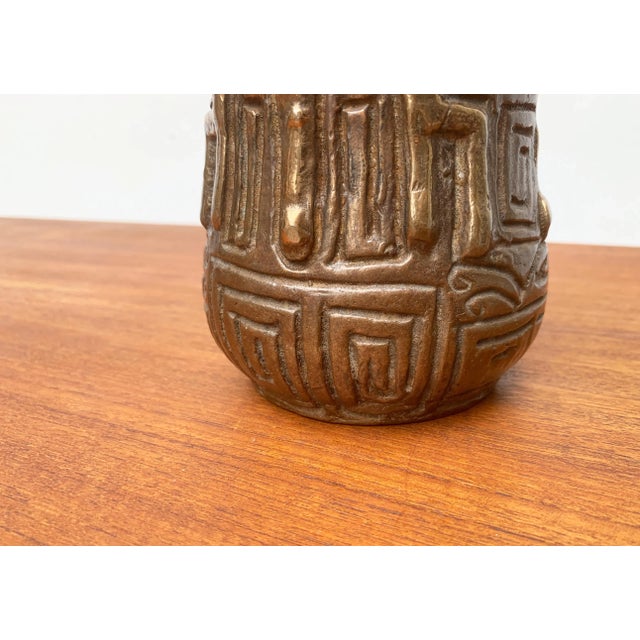 Metal Vintage German Brutalist Bronze Totem Pot by Horst Dalbeck for HDV Dalbeck For Sale - Image 7 of 18