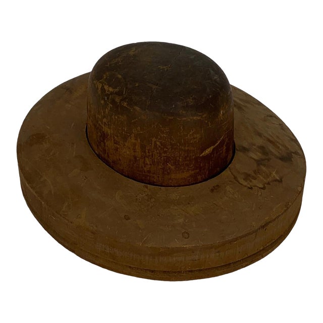 Antique Solid Wood 2 Parts Hat From For Sale
