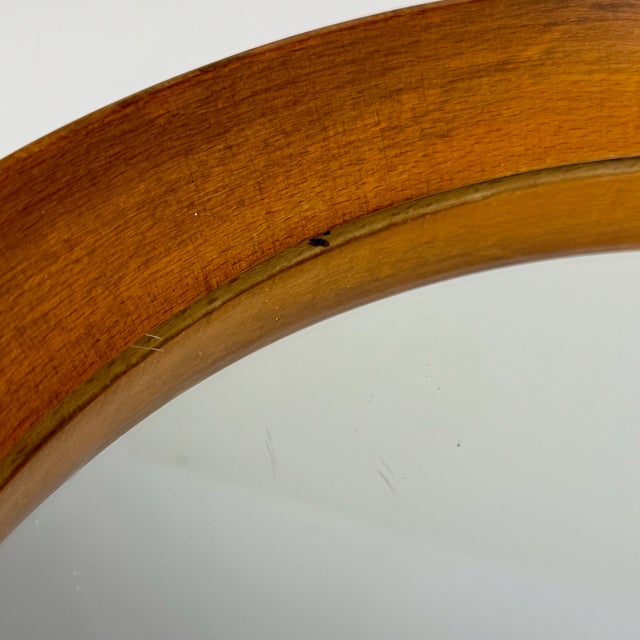 Wood Mid-Century Round Teak & Rope Wall Mirror, Italy, 1960s For Sale - Image 7 of 9