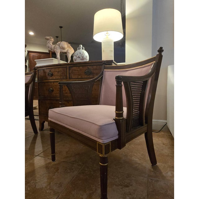 Brown Pair of Vintage Louis XVI Style Armchairs For Sale - Image 8 of 18