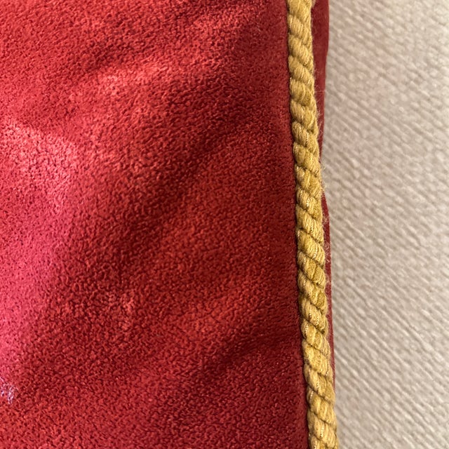 Regency Style Ruby Velvet Lumbar Pillow For Sale - Image 10 of 12