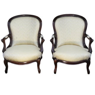 Set of Victorian Mahogany Framed Open Armchairs For Sale