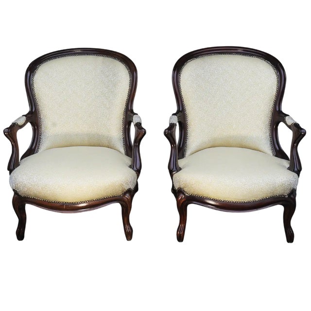 Set of Victorian Mahogany Framed Open Armchairs For Sale