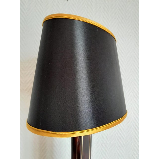 Metal Hollywood Regency Black and Gold Tortoiseshell Lamp, 1980s For Sale - Image 7 of 13