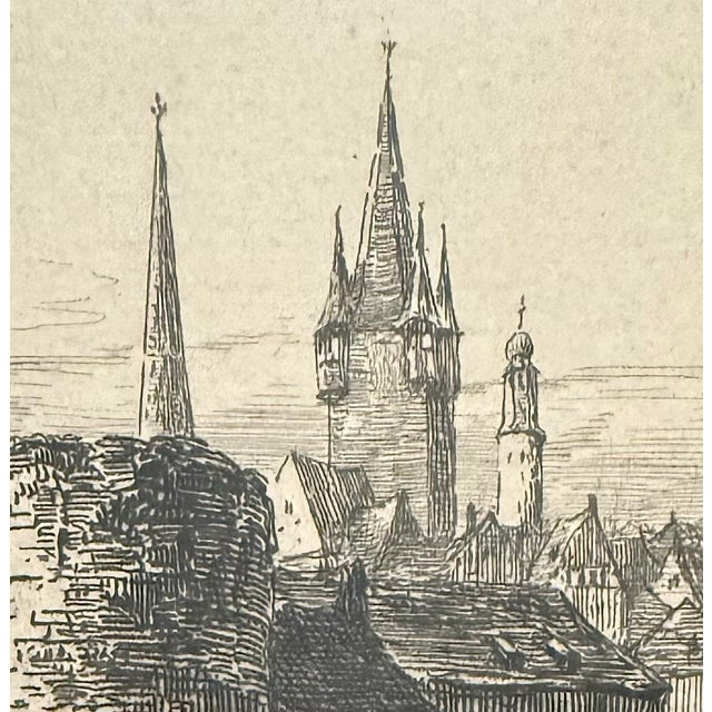 Antique 1887 Original Framed Ernest George “Ancient Bridge & City Wall” Copper Plate Etching For Sale - Image 12 of 12