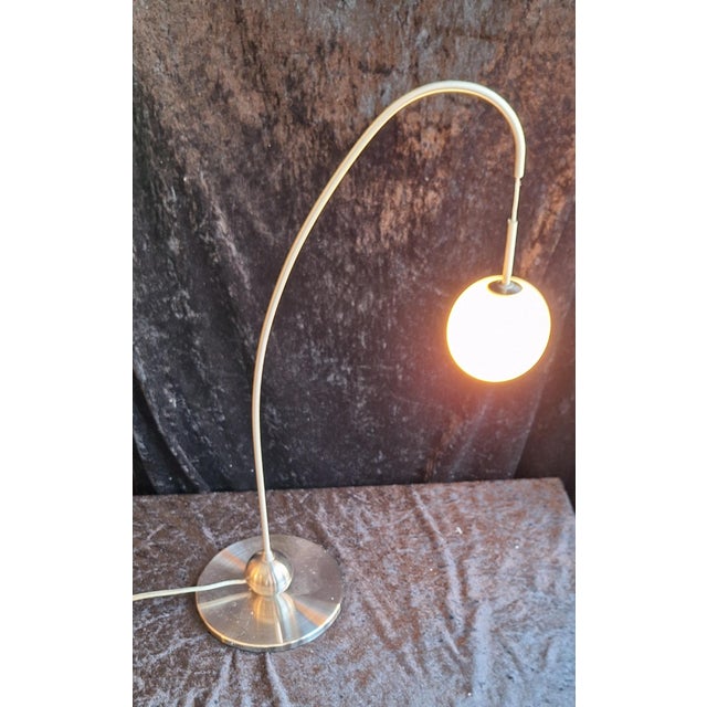 Vintage Table Lamp with Metal Frame and White Glass Globe by Schneider GMBH & Co, 2003 For Sale - Image 3 of 8