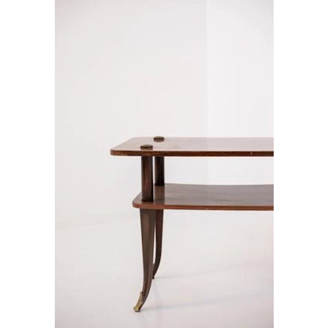 Mid-Century Modern Mid-Century Italian Wood and Brass Coffee Table For Sale - Image 3 of 5