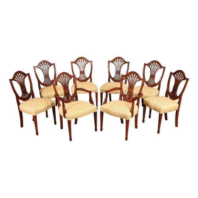 Stickley Hepplewhite Style Set of Eight Mahogany Shield Back Dining Chairs For Sale