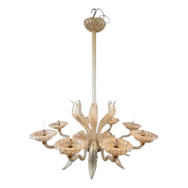 Murano Glass 8-Light Chandelier, Italy, 1940s For Sale