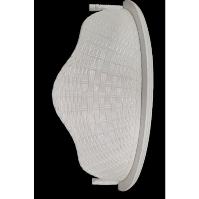 Vintage White Basket Weave LargePalm Beach Regency Style Wall Shelfs- A Pair For Sale - Image 9 of 10