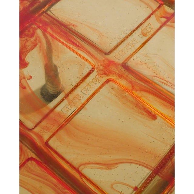 Red Set of Italian Dining Chair and Ottoman in Red-Yellow Resin by Gaetano Pesce for Bernini, Italy, 1993 For Sale - Image 8 of 9