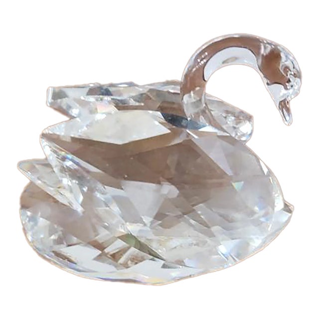 1980s Swarovski Crystal Spread Wing Swan Figurine For Sale