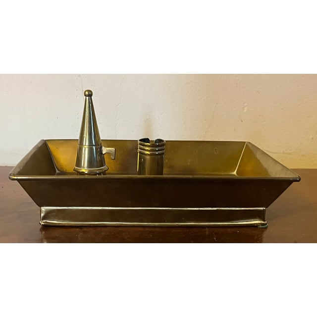 19th Century Antique 19th Century American Brass Rectangular Candle Stick Holder With Snuffer For Sale - Image 5 of 15