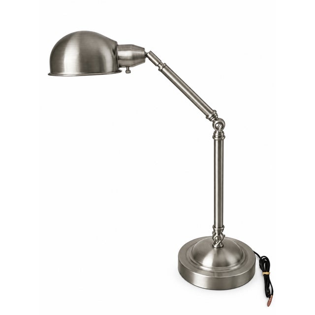 Silver Contemporary Adjustable Industrial-Style Brushed Metal Task Lamp For Sale - Image 8 of 9