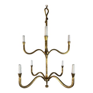 Gilt Metal Leaf Chandelier by Miamar Home For Sale