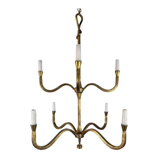 Gilt Metal Leaf Chandelier by Miamar Home For Sale