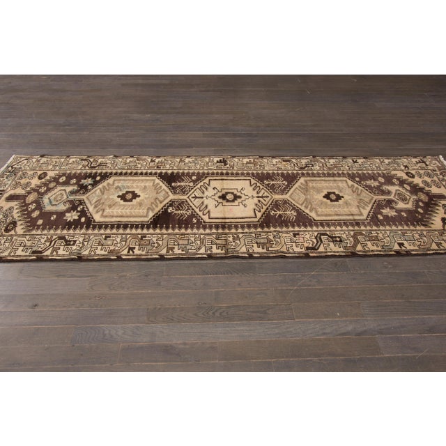 Vintage Hamadan Handmade Wool Runner For Sale - Image 4 of 6