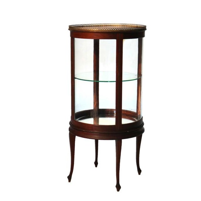 Wood Antique Louis XVI Style Mahogany, Glass & Ormolu Round Vitrine C1910 For Sale - Image 7 of 15