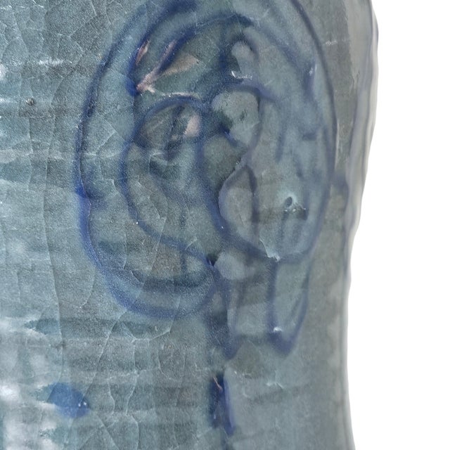 Blue Studio Art Pottery Blue Green Vase 11" For Sale - Image 8 of 12