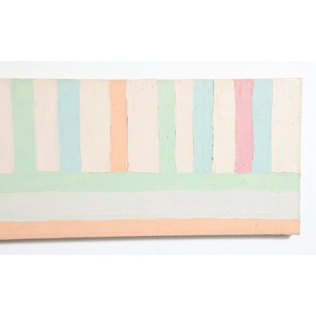 Paint Large Original Vintage 1980s Oil on Canvas Pastel Colored Horizontal Painting #2 For Sale - Image 7 of 11