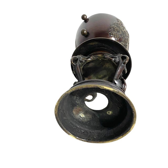 Bronze Vintage Japanese Bronze Ceremonial Incense Burner 8" H For Sale - Image 8 of 10