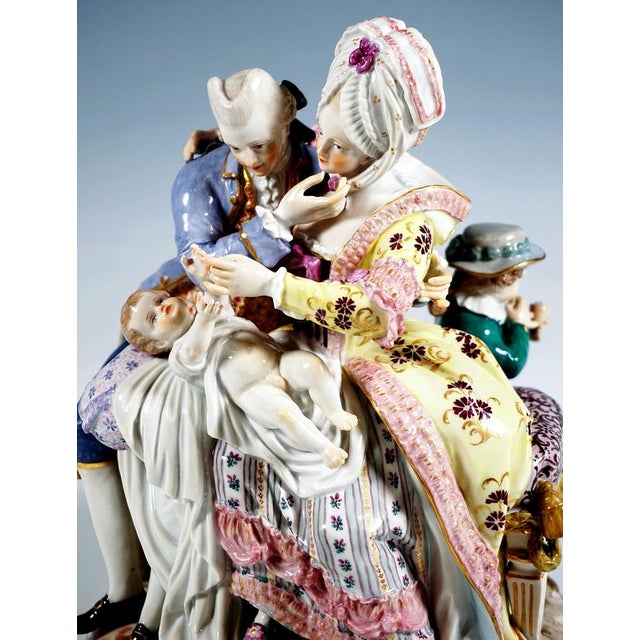 Ceramic Rococo The Happy Parents Genre Group attributed to M.V. Acier for Meissen, Germany, 1924-1934 For Sale - Image 7 of 9