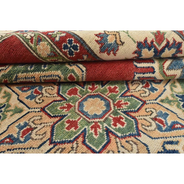 Textile Kazak Rug 8'1'' X 10' Red Wool Tribal Hand-Knotted Oriental Carpet For Sale - Image 7 of 12