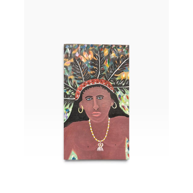 Late 20th Century Large Vintage Haitian Vodou Folk Art Painting "La Sirene" by Gérard Fortuné For Sale - Image 5 of 9
