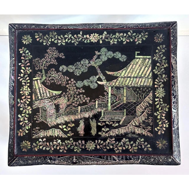 Black Antique Japanese Lacquer and Inlay Table from Ryukyu Islands For Sale - Image 8 of 12