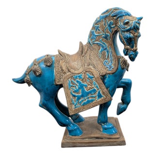 Glazed Ceramic Horse Sculpture, 20th Century For Sale