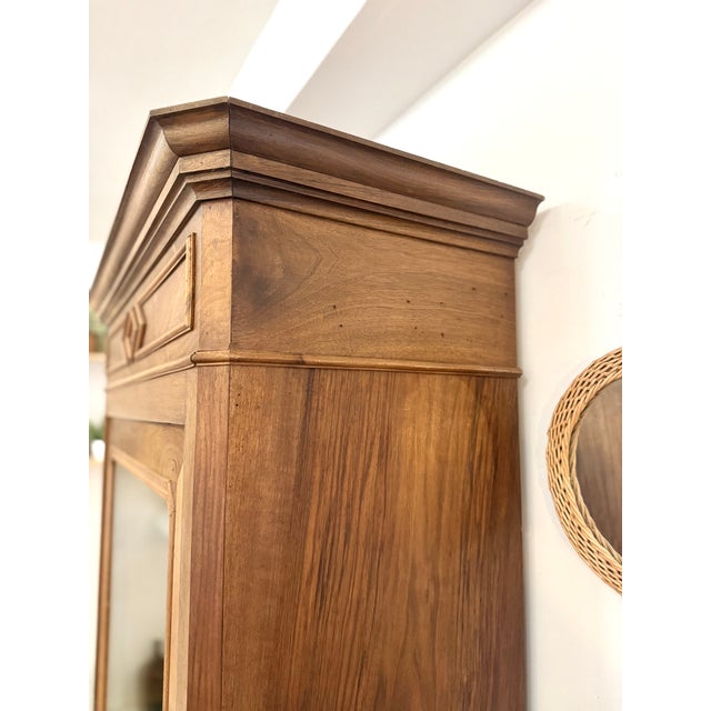 Brown Antique French Louis Philippe Armoire in Honey Walnut, 1860 For Sale - Image 8 of 18