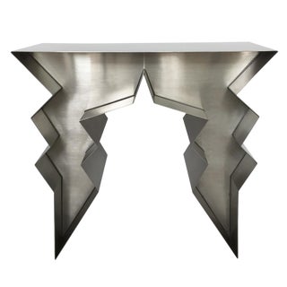Stainless Steel Lightning Bolt Console Table For Sale