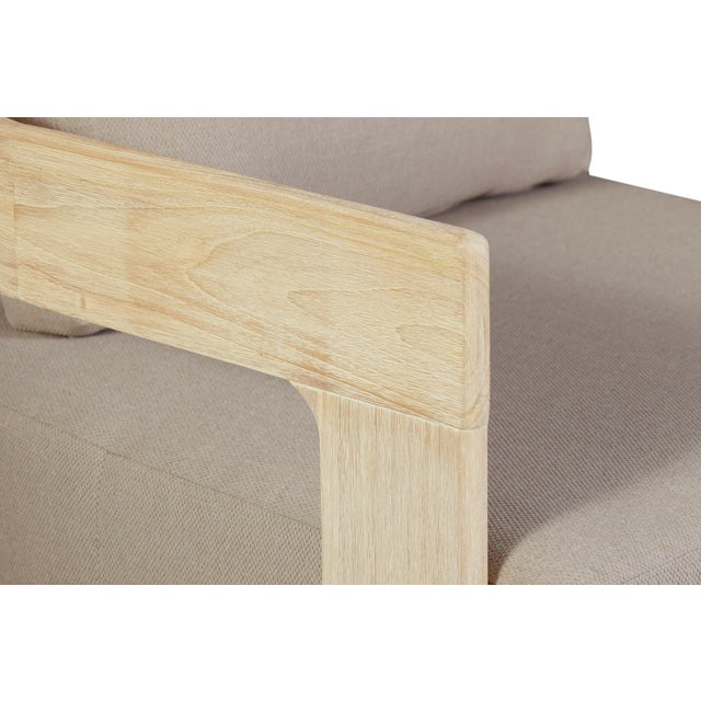 Wood Eclipse Outdoor Solid Teak Wood Chair - Light Brown Fabric For Sale - Image 7 of 12