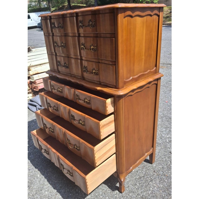 Mid 20th Century Permacraft Provincial Style Cherry Chest on Chest of Drawers For Sale - Image 12 of 14