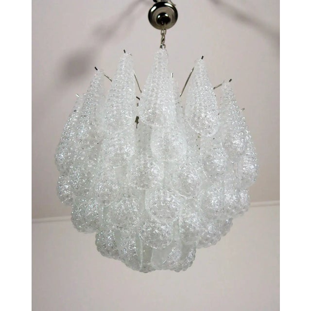 Mid-Century Modern Italian Murano Chandelier 41 Glass Petals Drop For Sale - Image 3 of 9