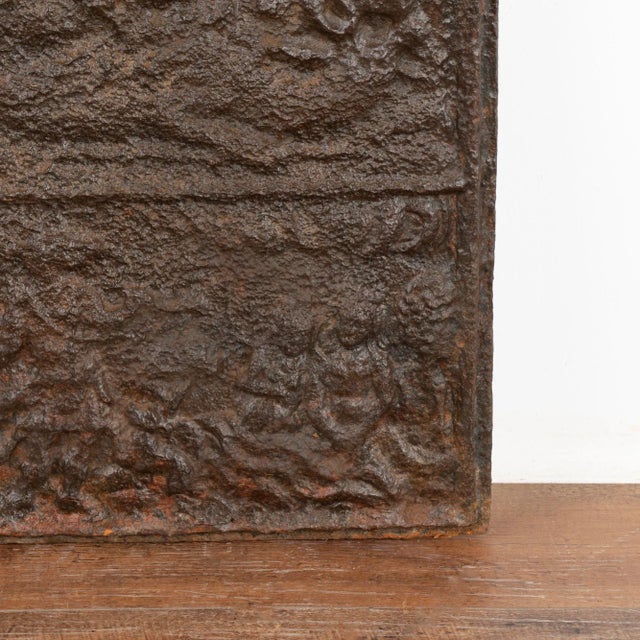 Brown Cast Iron Fire Back With Soldier on Horseback, Sweden Circa 1760-1800 For Sale - Image 8 of 9