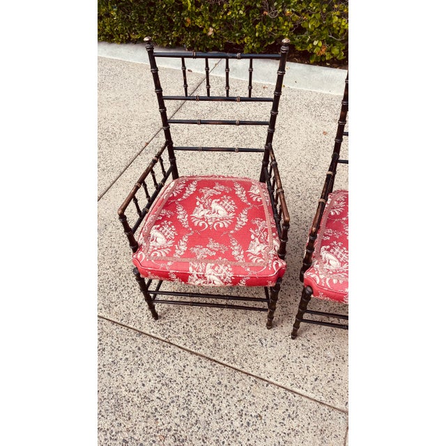 1950s 1950s Faux Bamboo English Arm Chairs - Set of 2 For Sale - Image 5 of 9