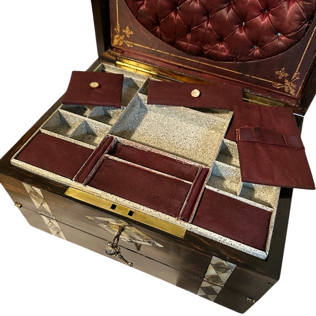 19th Century Victorian English Rosewood Inlaid Abalone Writing Box Lap Desk For Sale - Image 10 of 16