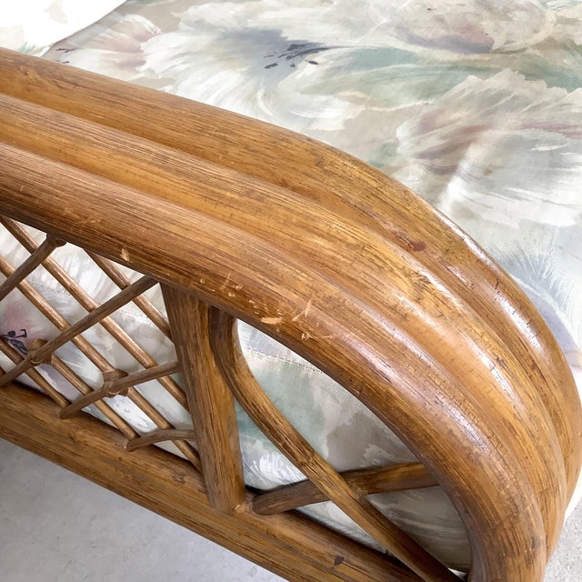 Vintage Rattan Three-Seat Sofa, Diamond Lattice Arms, Ficks Reed Style For Sale - Image 12 of 12