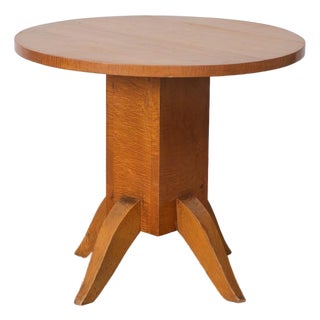 1930s French Art Deco Oak Side Table For Sale