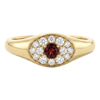 Natural Garnet Diamond Cluster Ring | Garnet Engagement Ring | Vintage Inspired Gemstone Ring Us 7 For Sale