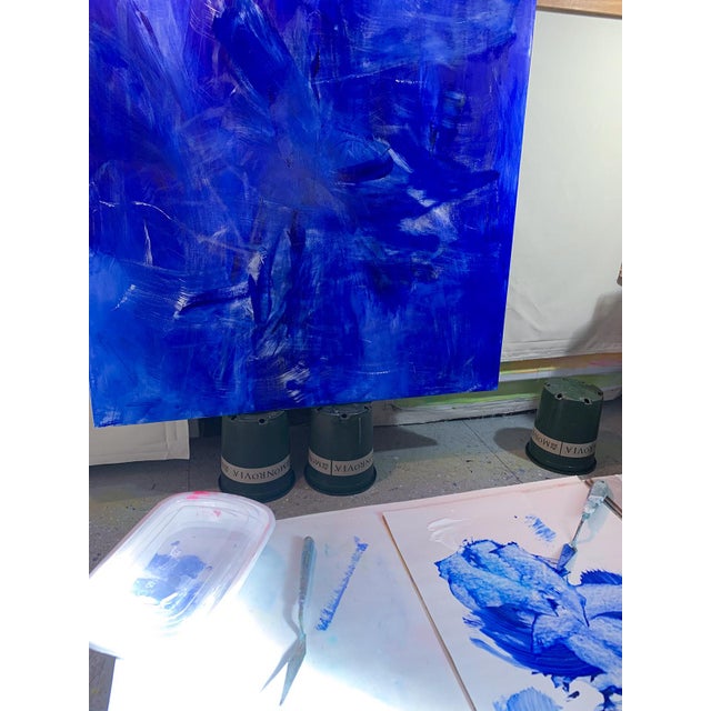 Textile Into Blue — 56x56 For Sale - Image 7 of 8