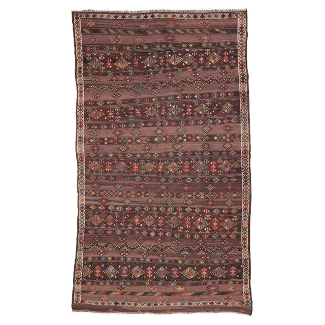 Textile Embroidered Vintage Kilim Rug For Sale - Image 7 of 7