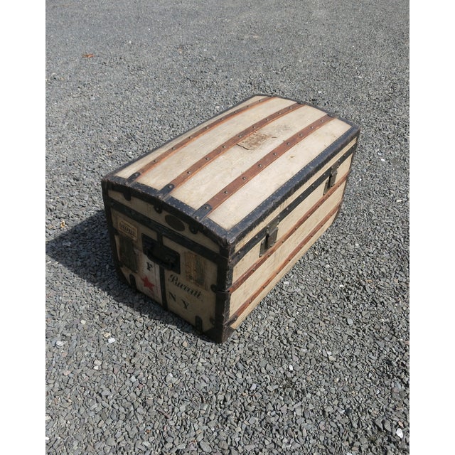 Late 19th Century Antique French Travel Trunk For Sale - Image 5 of 11
