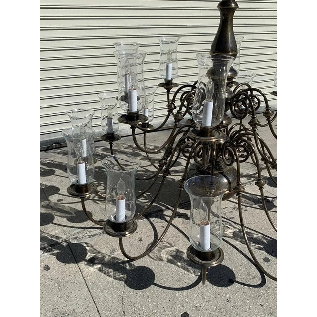 Metal 21-Arm Solid Brass Chandelier by Feldman, CA, 1980s For Sale - Image 7 of 13